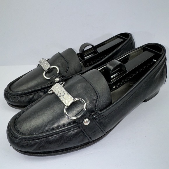 Coach Eileen BlackLeather Slip On Loafers Size 6B - Picture 3 of 15